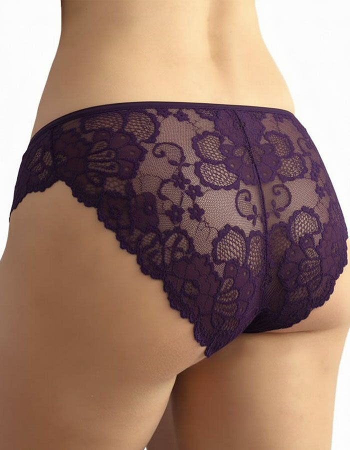 Дантелена бикина с голям памучен детайл отпред, Prima, патладжан, 253