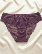 Дантелена бикина с голям памучен детайл отпред, Prima, патладжан, 253