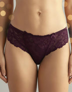 Дантелена бикина с голям памучен детайл отпред, Prima, патладжан, 253