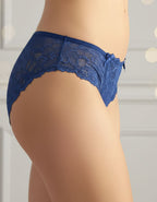 Дантелена бикина с голям памучен детайл отпред, Prima, тъмно син , 253