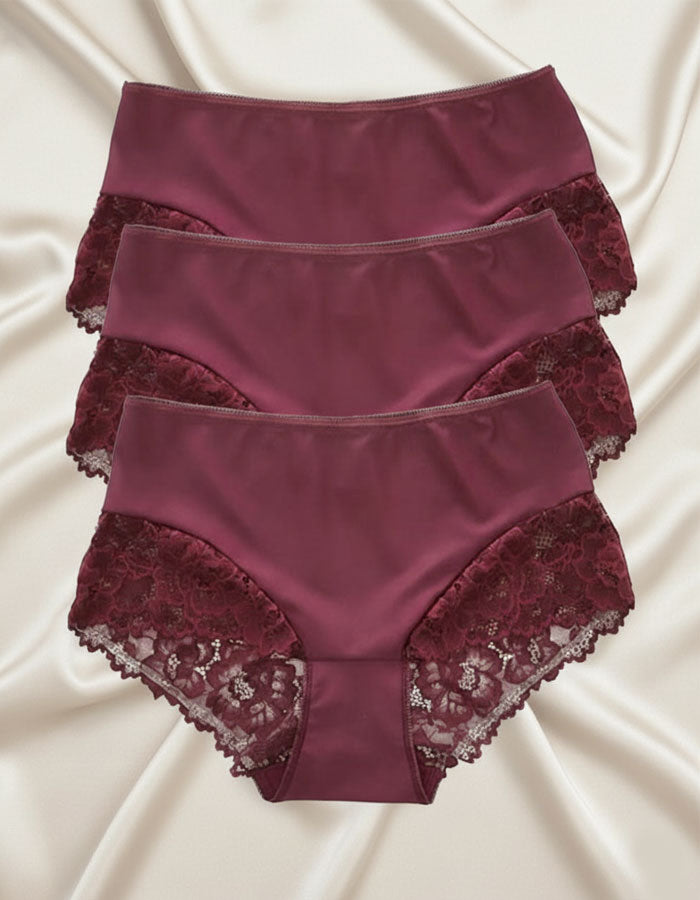 3 броя луксозни бикини с висока талия от микрофибър и дантела, 264