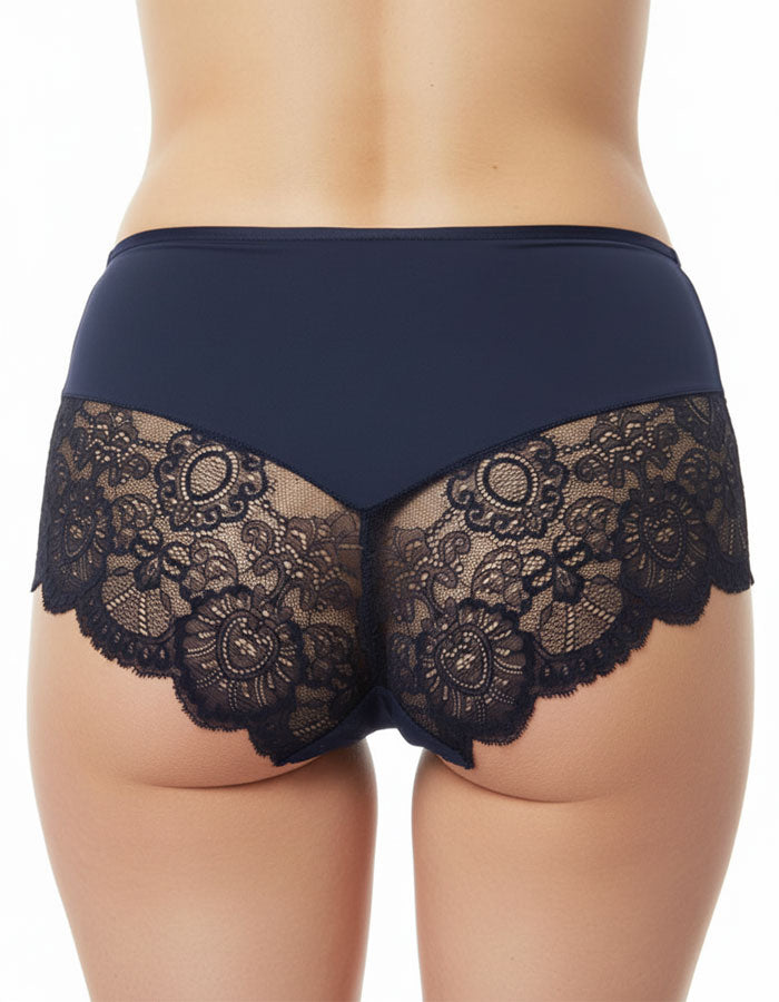 Луксозна бикина/боксер с висока талия, тъмно син, 264