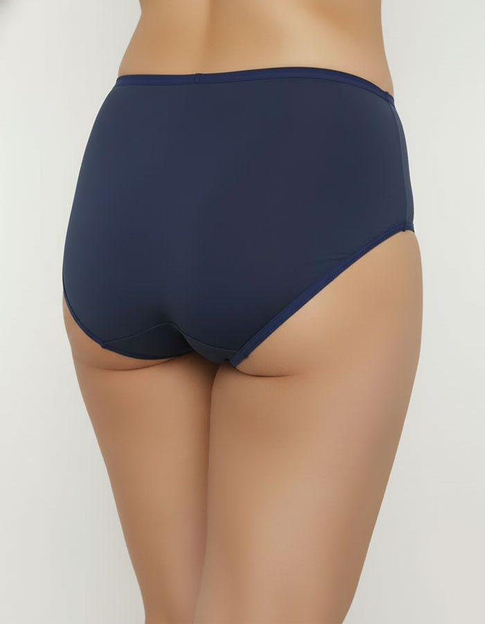 Памучна бикина с висока талия, тъмно син, 282