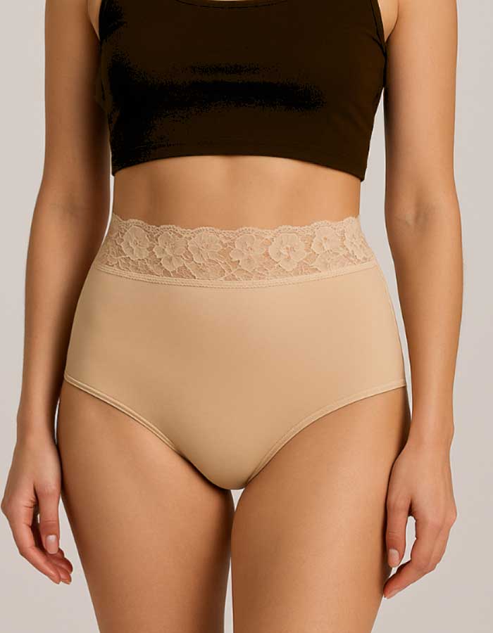 Оформяща бикина с висока талия, бежово, 287