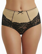 Луксозна бикина от микрофибър и дантела, черно с бежово, 289