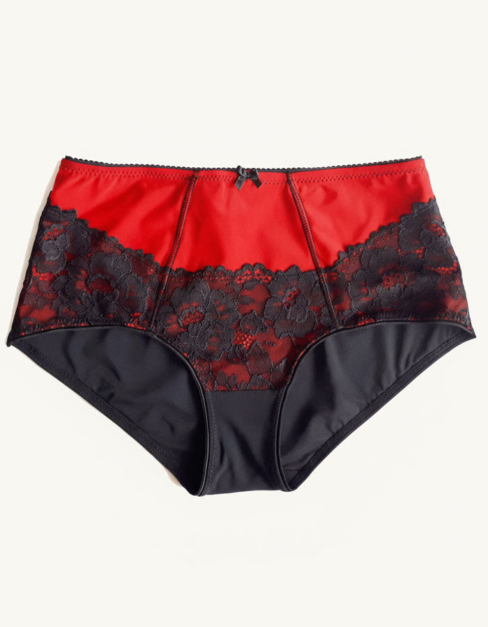 Луксозна бикина от микрофибър и дантела, черно с червено, 289