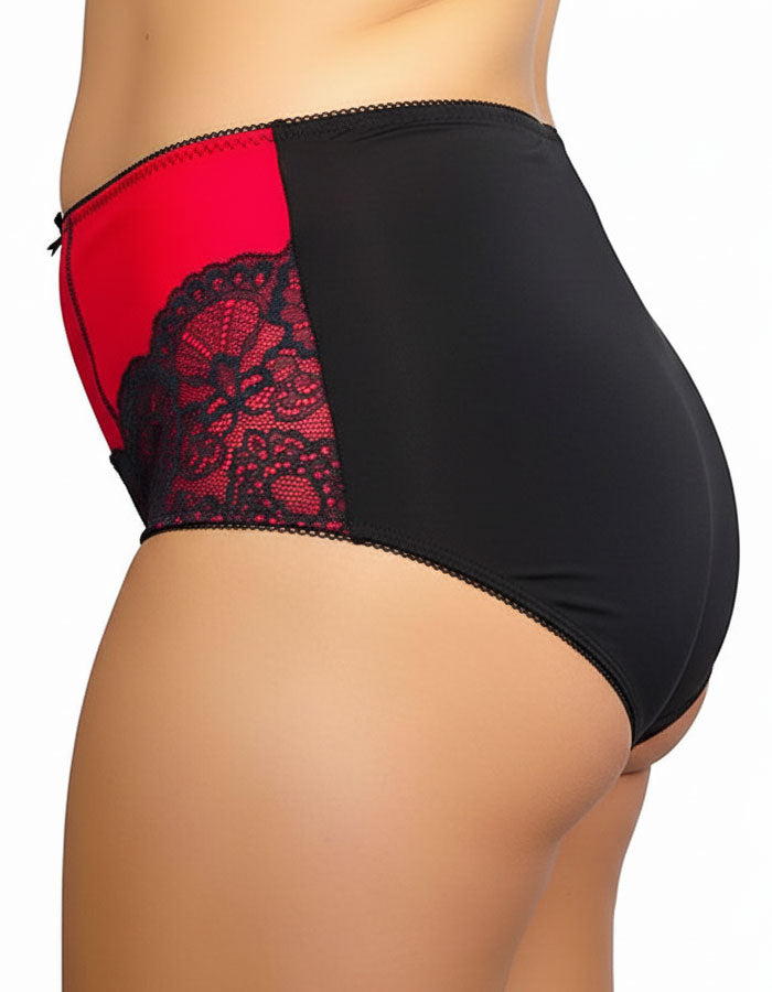 Луксозна бикина от микрофибър и дантела, черно с червено, 289