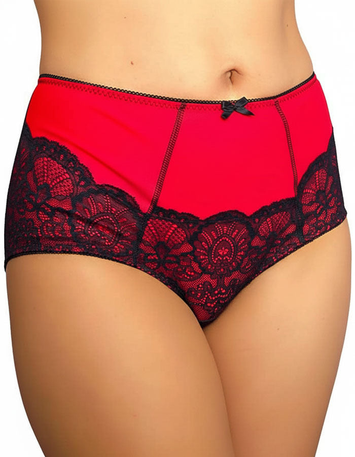 Луксозна бикина от микрофибър и дантела, черно с червено, 289