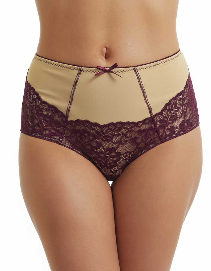 Луксозна бикина от микрофибър и дантела, патладжан, 289