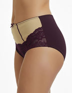 Луксозна бикина от микрофибър и дантела, патладжан, 289