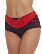 Луксозна бикина от микрофибър и дантела, черно с червено, 289