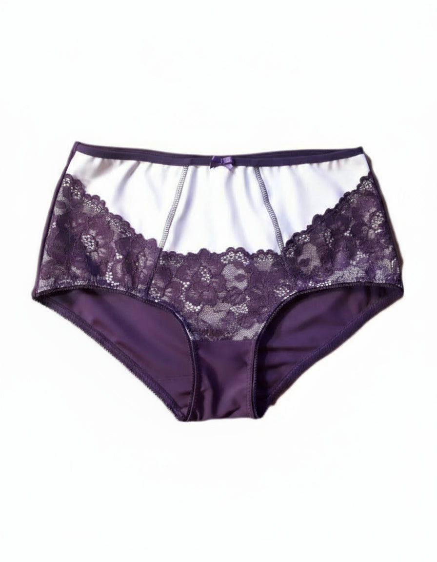 Луксозна бикина от микрофибър и дантела, патладжан, 289