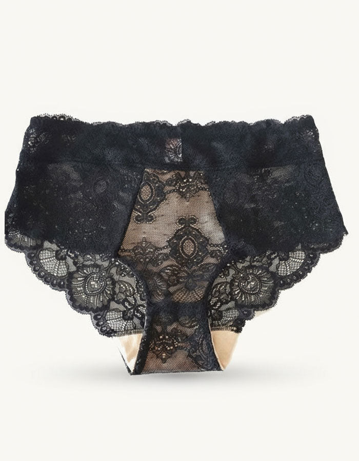 Луксозна дантелена бикина с висока талия, 292, черно/бежово