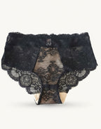 Луксозна дантелена бикина с висока талия, 292, черно/бежово