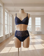 Памучна бикина с висока талия, Justy, тъмно син, 295