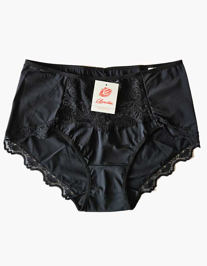 Луксозна бикина с висока талия от микрофибър и дантела, 295