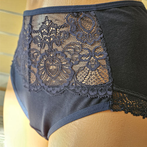 Памучна бикина с висока талия, Justy, тъмно син, 295