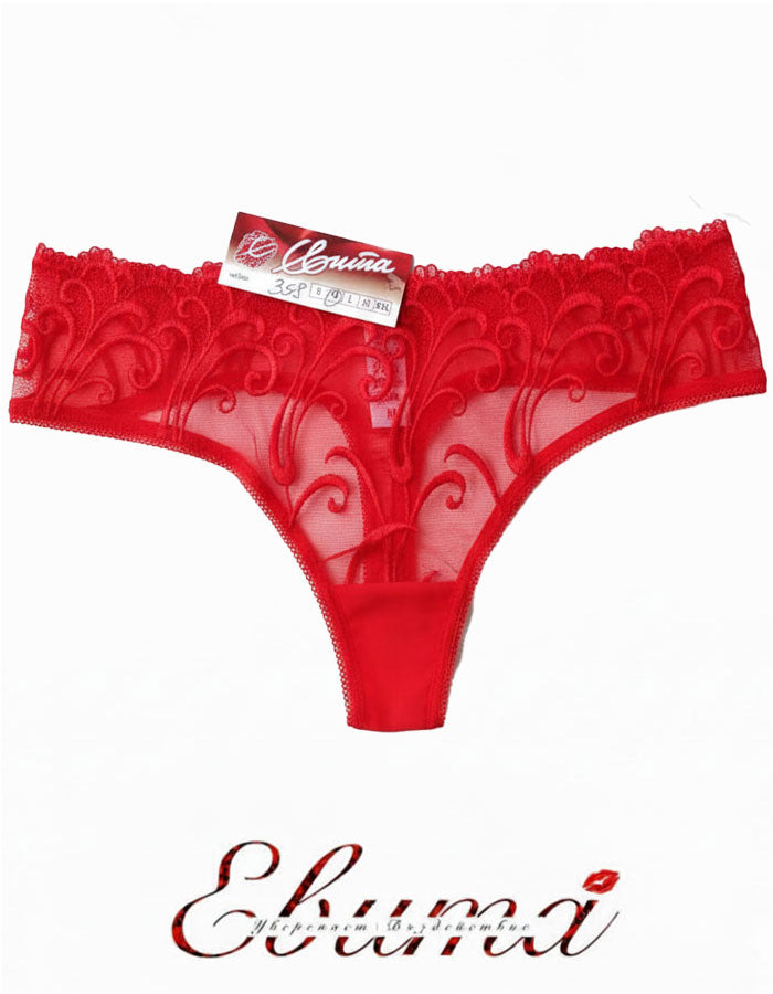 Супер секси прашка с бродерия
Няма съмнения за тези, които знаят, че бродерията е три пъти по-скъпа от дантелата.&nbsp;Моделът е със средна дълбочина и удобен широк страничен шев.
Секси визия и комфорт.
Качеството на изработката е на много високо ниво, поради онагледяване на много компоненти, а именно:
-издръжливост
-устойчивост на третиране
-визия
-индивидуалност
-устойчивост на UV лъчи
Ние, екипът на Евита обичаме да използваме бродерии, защото знаем всички тези нейни качества.

Дизайнът на дантелата може