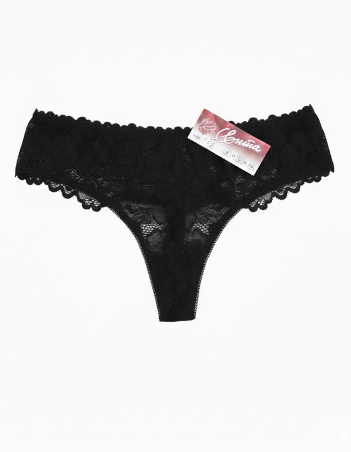 Дантелена прашка с голяма панделка и капка, Mine ever, черен, 372