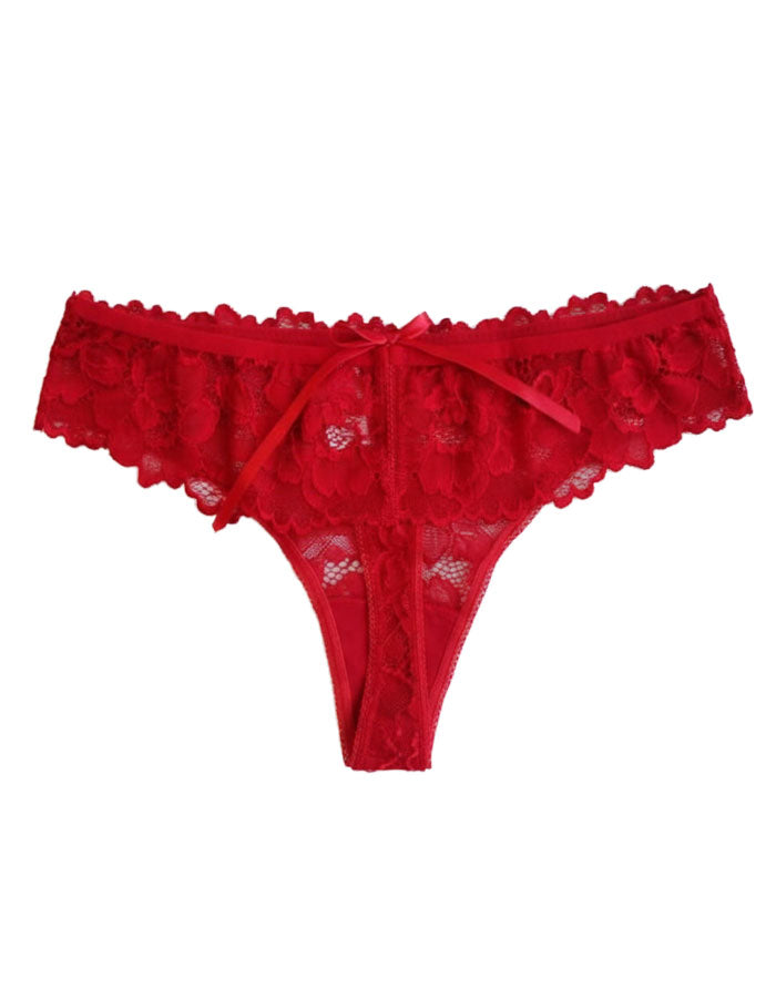 Дантелена прашка с голяма панделка и капка, Mine ever, червен, 372