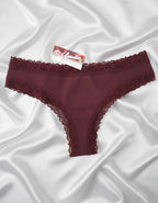 Памучна бразилиана с дантелки, бордо , 382