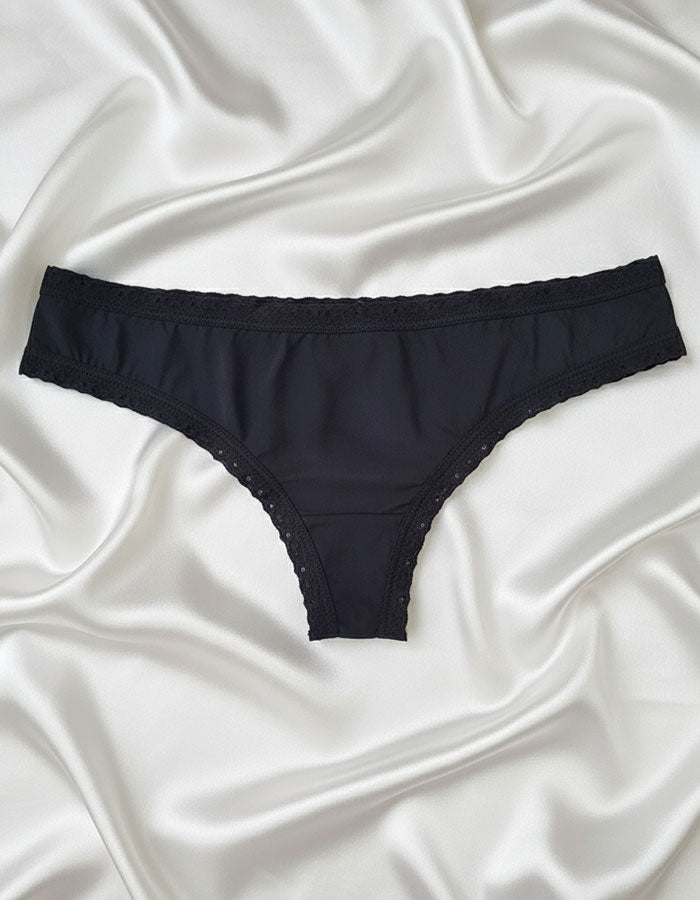 Памучна бразилиана с дантелки, черен, 382