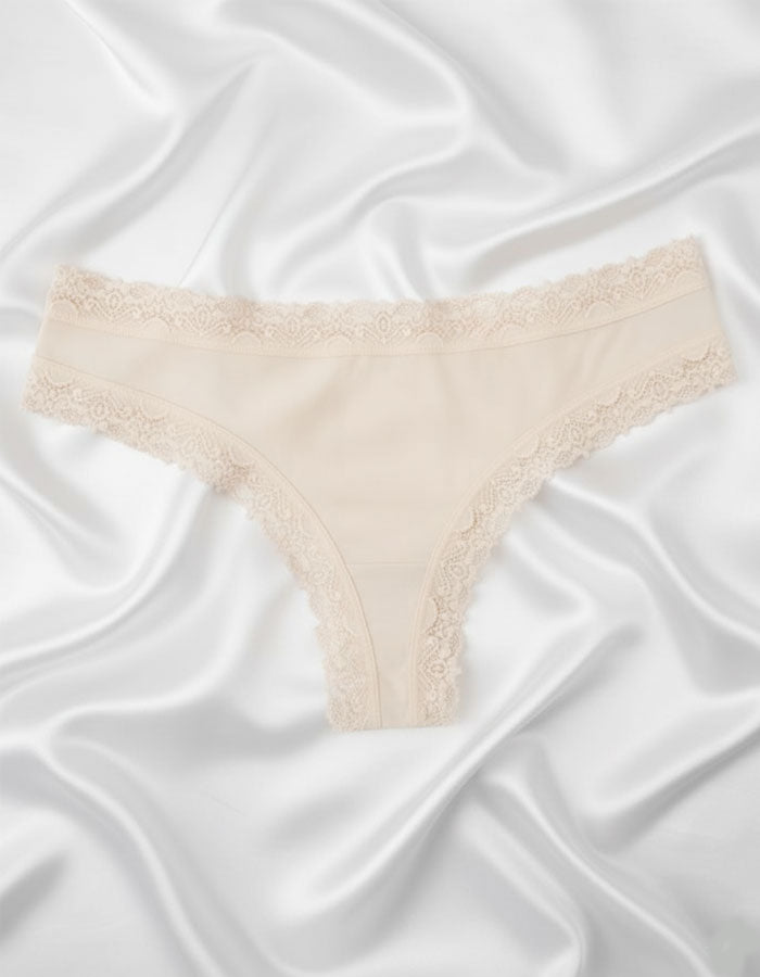 Памучна бразилиана с дантелки, екрю , 382