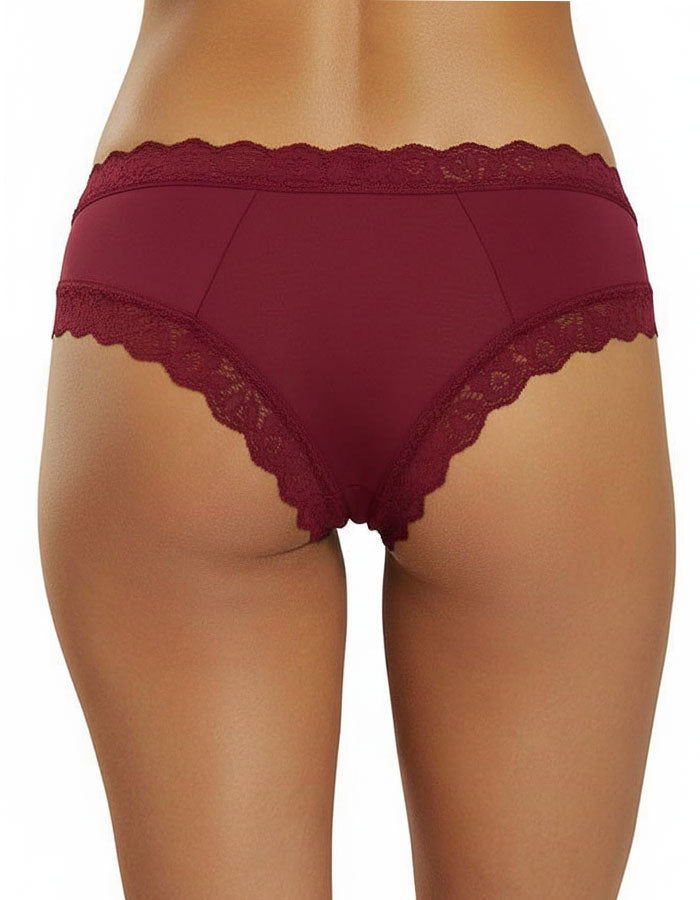 Памучна бразилиана с дантелки, бордо , 382