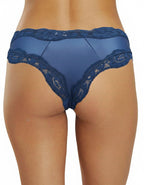 Луксозна бразилиана от микрофибър и дантела , синя, 382