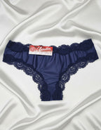 Луксозна бразилиана от микрофибър и дантела , синя, 382