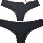 Луксозна бразилиана от микрофибър и дантелки, Band belt, черен, 382