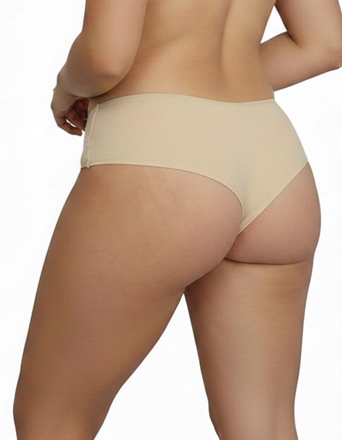 Памучна бразилиана с дантелка, бежово, 400