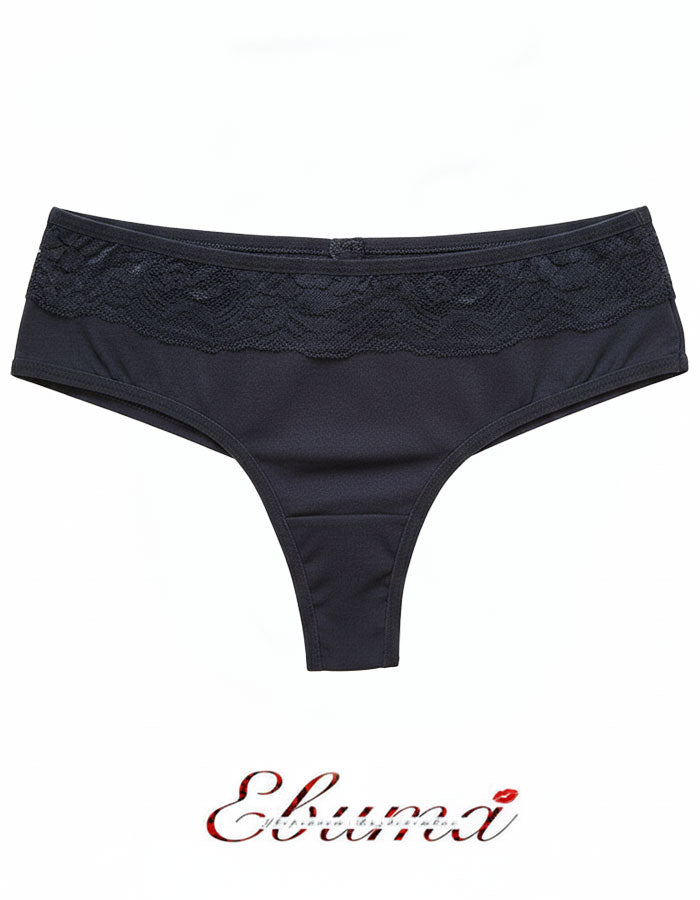 Памучна бразилиана с дантелка, черен, 400