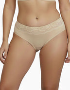 Памучна бразилиана с дантелка, бежово, 400