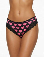 Бразилиана от галещ микрофибър и дантела, Brita, Черна основа и сърца, 402