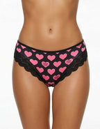 Бразилиана от галещ микрофибър и дантела, Brita, Черна основа и сърца, 402