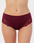 СЕТ 2 броя луксозни бразилиани от микрофибър и дантела, бордо , 402