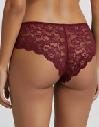 Луксозна бразилиана от микрофибър и дантела, Brita, бордо , 402