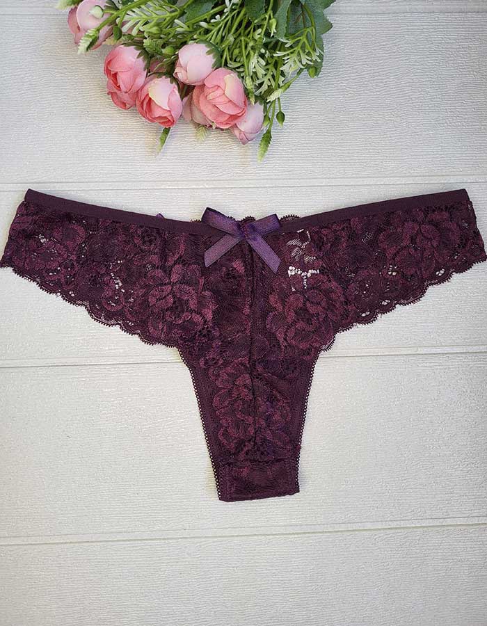 Дантелена бразилиана с голяма панделка отзад, патладжан, 407