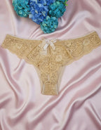 Дантелена бразилиана с голяма панделка отзад, бежов, 407