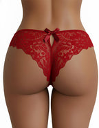 Дантелена бразилиана с голяма панделка отзад, червен, 407