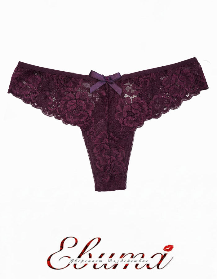 Дантелена бразилиана с голяма панделка отзад, патладжан, 407