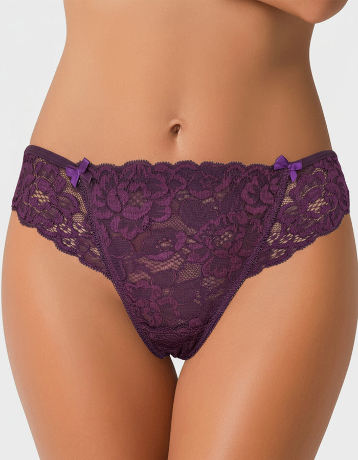 Дантелена бразилиана с голяма панделка отзад, патладжан, 407