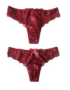 Дантелена бразилиана с панделка отзад, бордо, 407