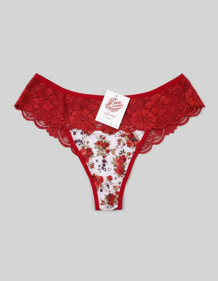 Луксозна бразилиана, червено с принт, 408