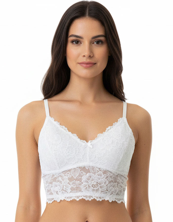 Комплект от дантелен бралет и бикина, бял , 504/253