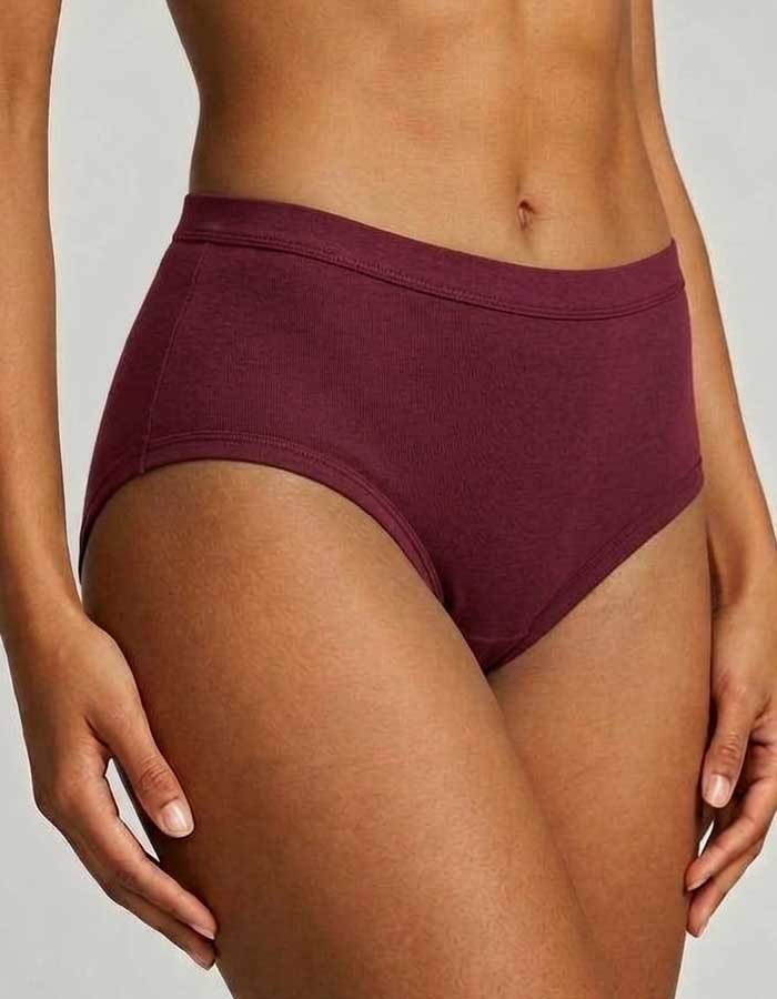 Сет 2 броя памучни бикини с Висока талия, Softy, бордо, 505