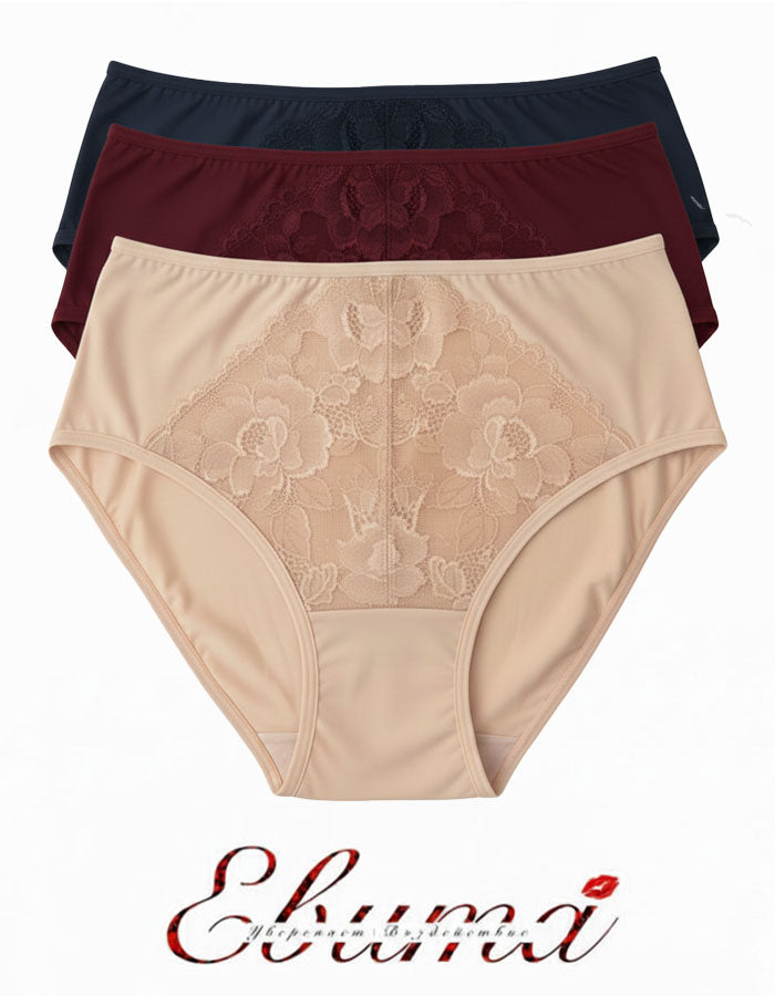 Сет 3 броя луксозни бикини от микрофибър и дантела, Neda, микс, 65