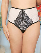 Луксозна бикина с висока талия, черно с бежово, 66