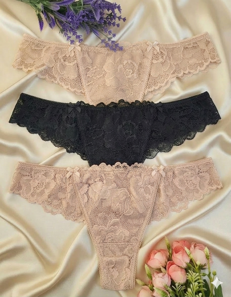 3 броя дантелени бразилиани до ХХЛ, микс, 407